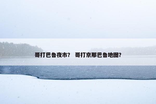 哥打巴鲁夜市？ 哥打京那巴鲁地图？