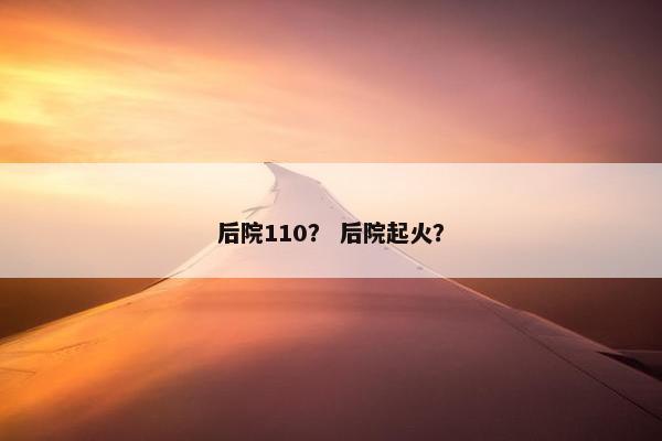 后院110？ 后院起火？