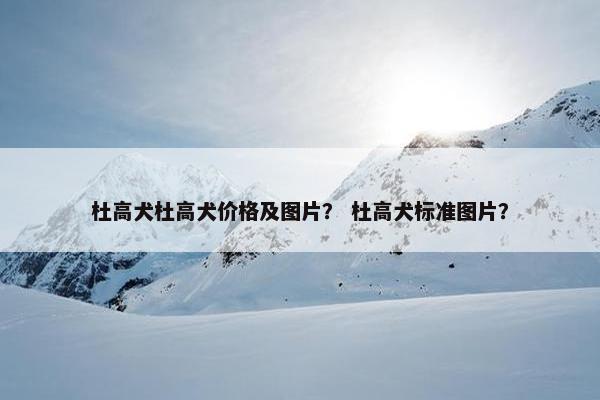 杜高犬杜高犬价格及图片？ 杜高犬标准图片？
