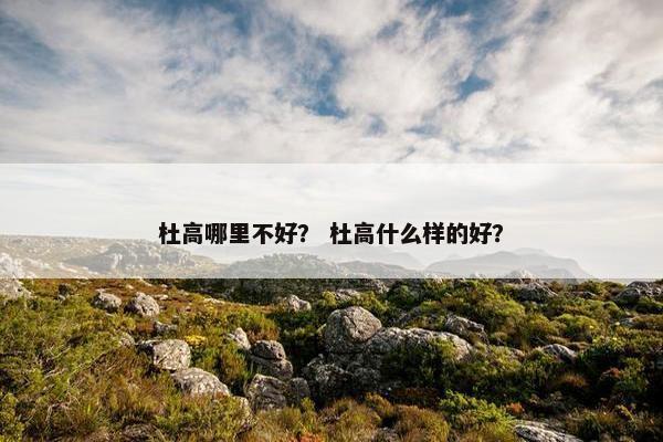 杜高哪里不好？ 杜高什么样的好？