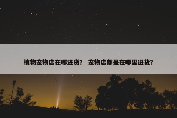 植物宠物店在哪进货？ 宠物店都是在哪里进货？