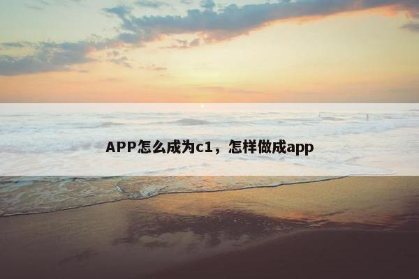 APP怎么成为c1，怎样做成app