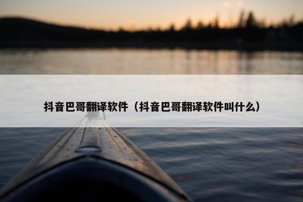 抖音巴哥翻译软件（抖音巴哥翻译软件叫什么）