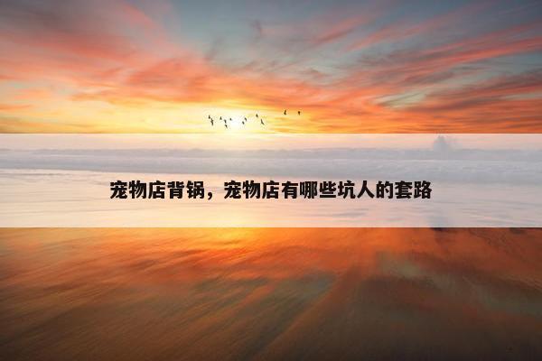 宠物店背锅，宠物店有哪些坑人的套路