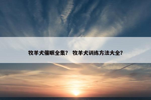 牧羊犬催眠全集？ 牧羊犬训练方法大全？