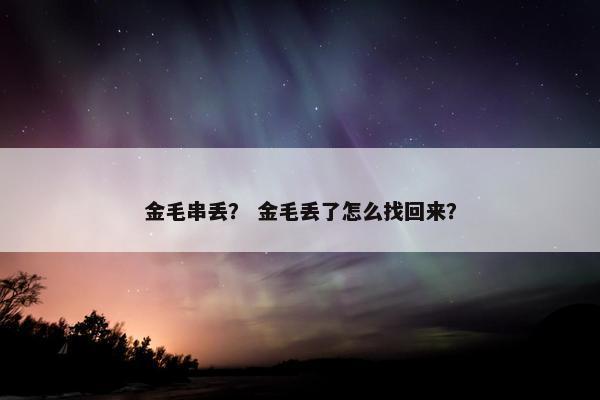 金毛串丢？ 金毛丢了怎么找回来？