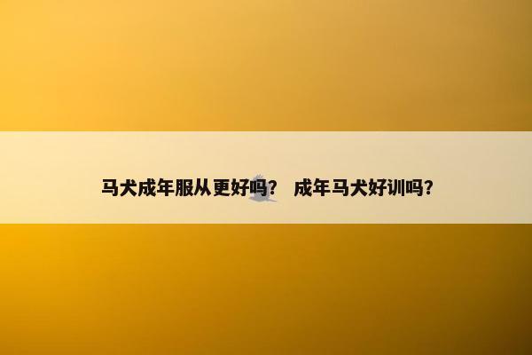 马犬成年服从更好吗？ 成年马犬好训吗？