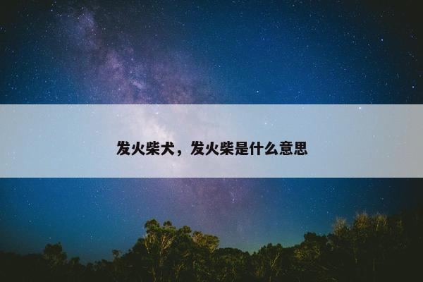 发火柴犬，发火柴是什么意思