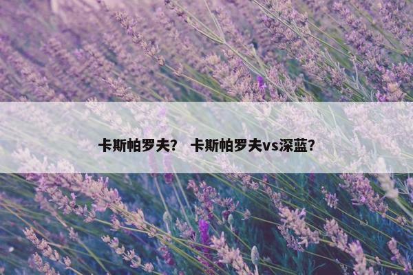 卡斯帕罗夫？ 卡斯帕罗夫vs深蓝？