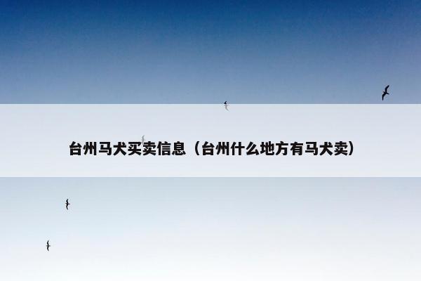 台州马犬买卖信息（台州什么地方有马犬卖）