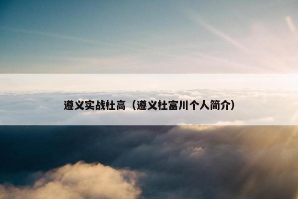 遵义实战杜高（遵义杜富川个人简介）