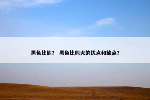 黑色比熊？ 黑色比熊犬的优点和缺点？