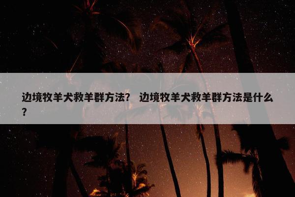 边境牧羊犬救羊群方法？ 边境牧羊犬救羊群方法是什么？