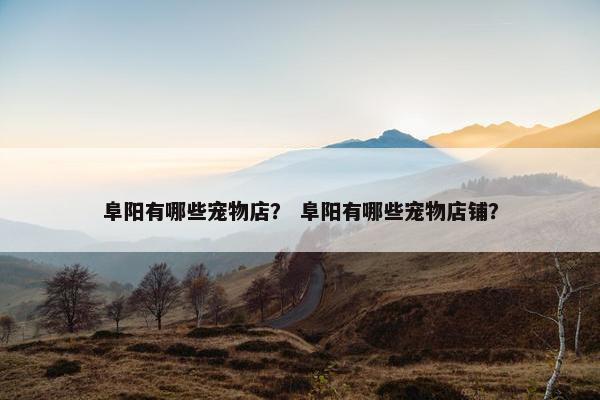 阜阳有哪些宠物店？ 阜阳有哪些宠物店铺？