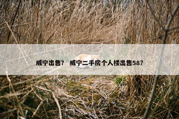 威宁出售？ 威宁二手房个人楼出售58？