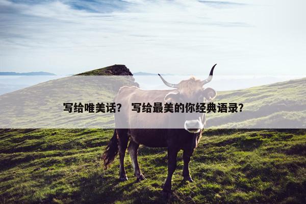 写给唯美话？ 写给最美的你经典语录？