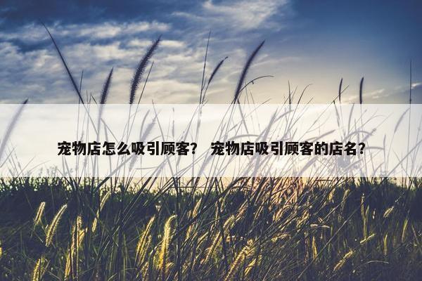 宠物店怎么吸引顾客？ 宠物店吸引顾客的店名？