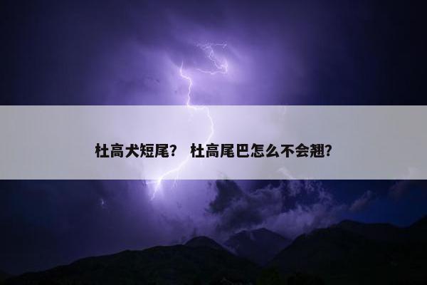 杜高犬短尾？ 杜高尾巴怎么不会翘？