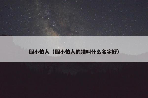 胆小怕人（胆小怕人的猫叫什么名字好）