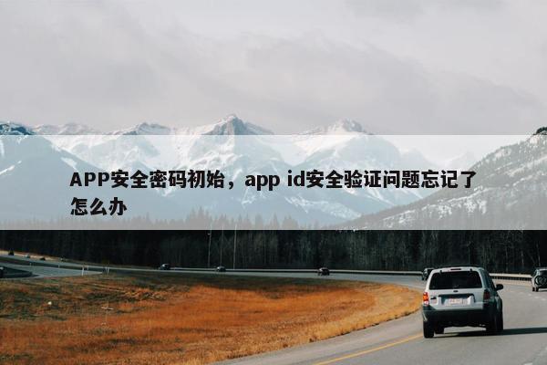 APP安全密码初始,app id安全验证问题忘记了怎么办