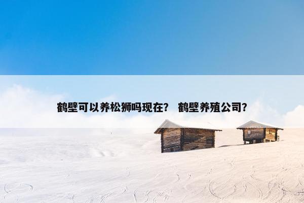 鹤壁可以养松狮吗现在？ 鹤壁养殖公司？