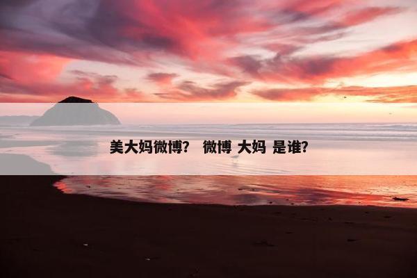 美大妈微博? 微博 大妈 是谁?